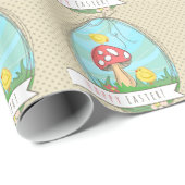 Paasgriep met paddenstoel Happy Pasen Cadeaupapier (Rol Hoek)