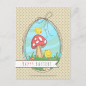 Paasgriep met paddenstoel Happy Pasen Feestdagenkaart (Voorkant)