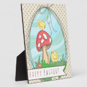 Paasgriep met paddenstoel Happy Pasen Fotoplaat (Zijkant)