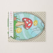 Paasgriep met paddenstoel Happy Pasen Legpuzzel (Horizontaal)