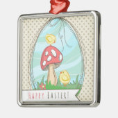 Paasgriep met paddenstoel Happy Pasen Metalen Ornament (Links)