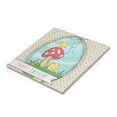 Paasgriep met paddenstoel Happy Pasen Tegeltje (Zijkant)