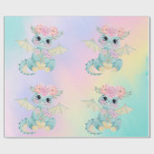 Paasgriesdrakenmeisje Birthday/Baby shower Cadeaupapier (Vlak)