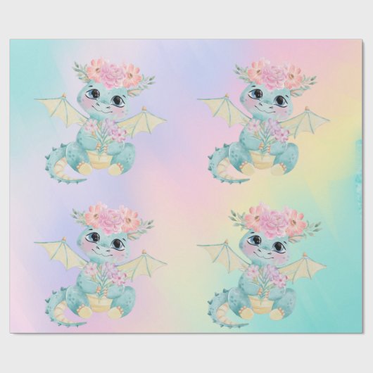 Paasgriesdrakenmeisje Birthday/Baby shower Cadeaupapier (Vlak)