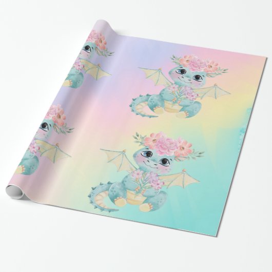 Paasgriesdrakenmeisje Birthday/Baby shower Cadeaupapier (Uitgerold)