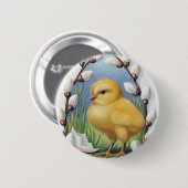 Paasgriet Yellow Chick Ronde Button 5,7 Cm (Voorkant /achterkant)