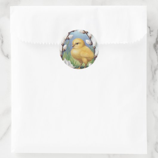 Paasgriet Yellow Chick Ronde Sticker (Tas)