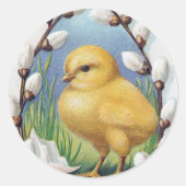 Paasgriet Yellow Chick Ronde Sticker (Voorkant)