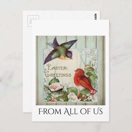 paasgrietvogels nestringend hek briefkaart (Voorkant / Achterkant)