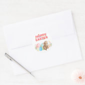 Paasgroep Eieren Hoppy Paasdag Ronde Sticker (Envelop)