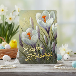 Paasgroet Crocus Bloem Goud Folie Kaart