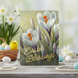 Paasgroet Crocus Bloem Goud Folie Kaart