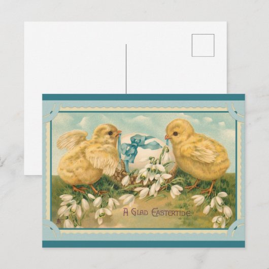 Paasgroet Cute  Chick Briefkaart (Voorkant / Achterkant)