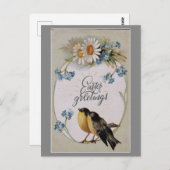 Paasgroet Cute  Spring Robin Briefkaart (Voorkant / Achterkant)