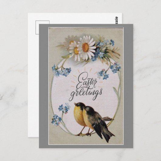 Paasgroet Cute  Spring Robin Briefkaart (Voorkant / Achterkant)