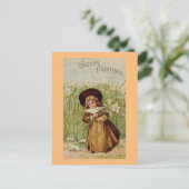 paasgroet meisje feestdagenkaart (Staand voorkant)