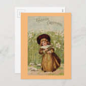 paasgroet meisje feestdagenkaart (Voorkant / Achterkant)