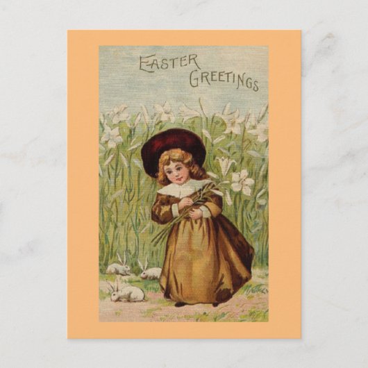 paasgroet meisje feestdagenkaart (Voorkant)