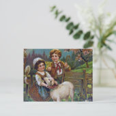 Paasgroeten 1908 feestdagenkaart (Staand voorkant)