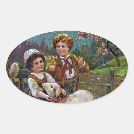 Paasgroeten 1908 ovale sticker (Voorkant)
