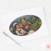 Paasgroeten 1908 ovale sticker (Envelop)