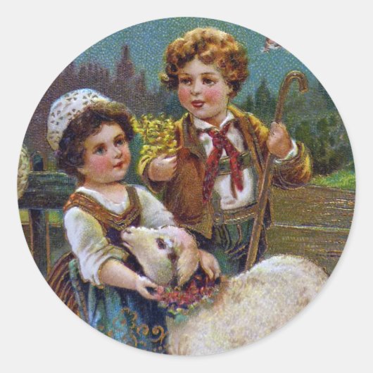Paasgroeten 1908 ronde sticker (Voorkant)