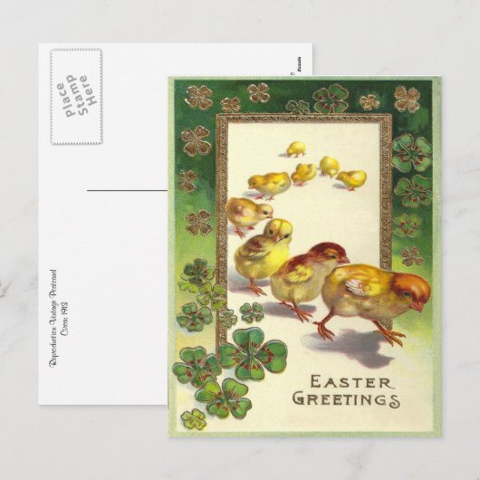  paasgroeten 1913 feestdagenkaart (Voorkant / Achterkant)