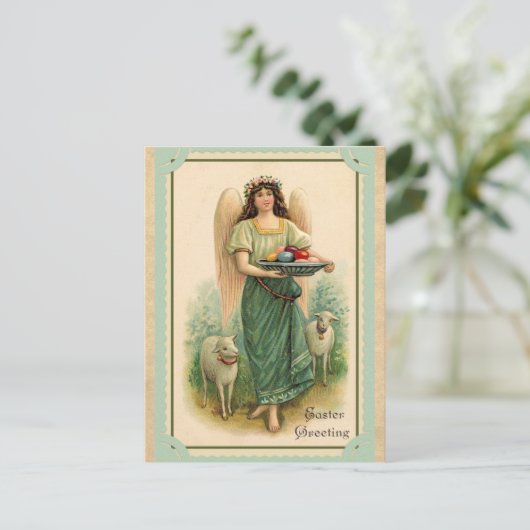  paasgroeten Angel Sheep Eggs Briefkaart (Staand voorkant)