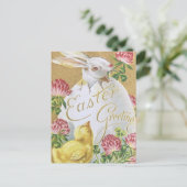  paasgroeten Bunny en Chick Briefkaart (Staand voorkant)