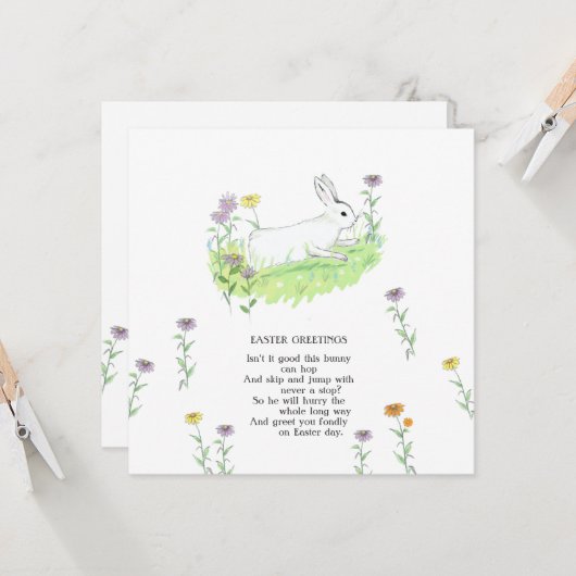 Paasgroeten Bunny Old Nursery Ryhme Art Kaart (Voorkant / Achterkant in situ)