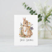 Paasgroeten Bunny Rabbit Flower Feestdagenkaart (Staand voorkant)