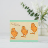 Paasgroeten Chicks Beige Feestdagenkaart (Staand voorkant)