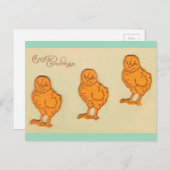 Paasgroeten Chicks Beige Feestdagenkaart (Voorkant / Achterkant)