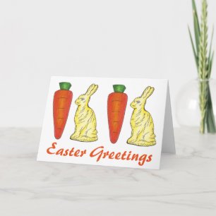 Paasgroeten Chocolate Bunny Rabbits Carrots Feestdagen Kaart