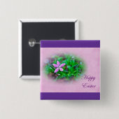 Paasgroeten Deptford Roze Wildbloem Vierkante Button 5,1 Cm (Voorkant /achterkant)