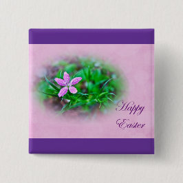 Paasgroeten Deptford Roze Wildbloem Vierkante Button 5,1 Cm