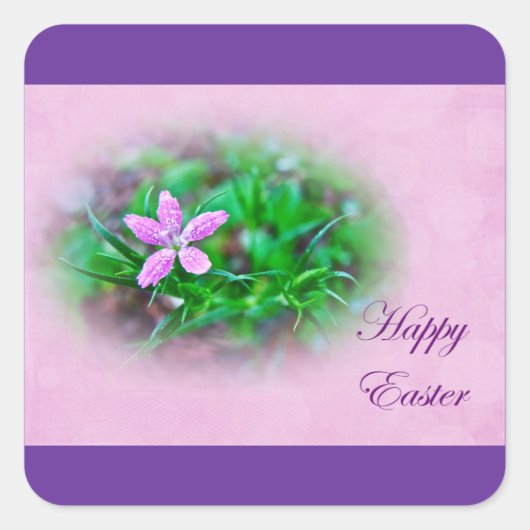 Paasgroeten Deptford Roze Wildbloem Vierkante Sticker (Voorkant)