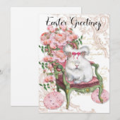 Paasgroeten, Franse Bunny Rabbit,  Feestdagenkaart (Voorkant / Achterkant)