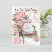 Paasgroeten, Franse Bunny Rabbit,  Feestdagenkaart (Staand voorkant)