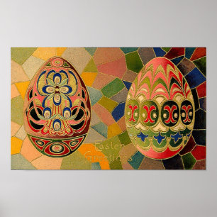 Paasgroeten Geschilderde eieren  Poster