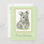 Paasgroeten Grey Baby Bunny Rabbit Feestdagenkaart (Voorkant / Achterkant)