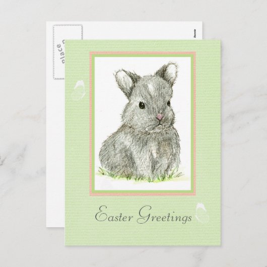 Paasgroeten Grey Baby Bunny Rabbit Feestdagenkaart (Voorkant / Achterkant)