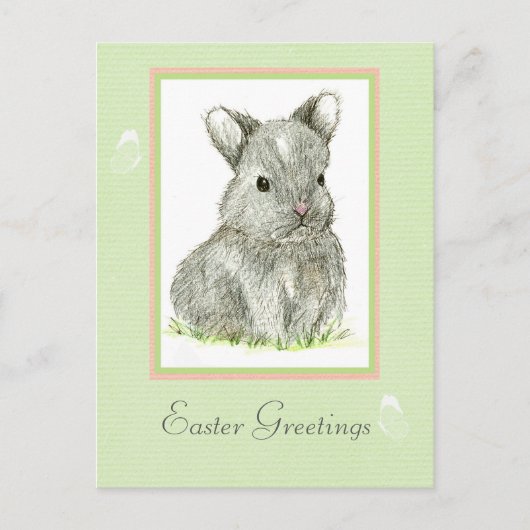 Paasgroeten Grey Baby Bunny Rabbit Feestdagenkaart (Voorkant)