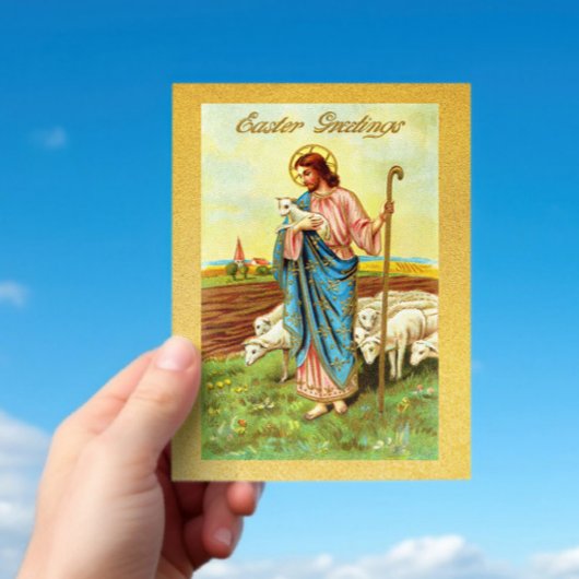  paasgroeten Herder Schapenlam Jezus Briefkaart