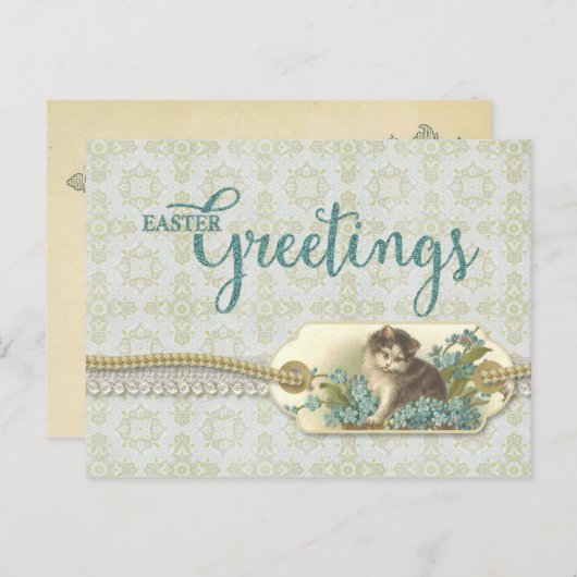 Paasgroeten Kat reproductie Feestdagenkaart (Voorkant / Achterkant)