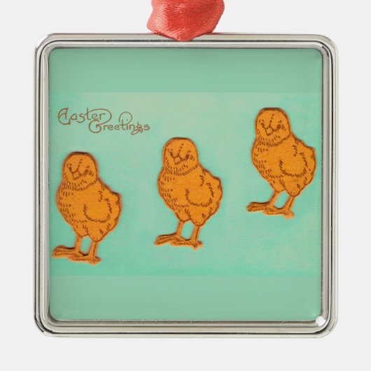 Paasgroeten Kip Groen Metalen Ornament (Voorkant)