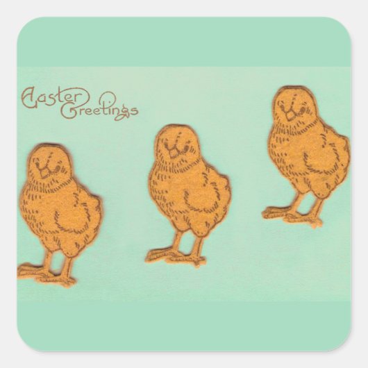 Paasgroeten Kip Groen Vierkante Sticker (Voorkant)