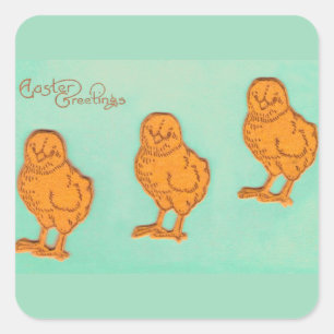 Paasgroeten Kip Groen Vierkante Sticker