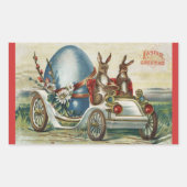  paasgroeten konijnen Antiek auto ei Rechthoekige Sticker (Voorkant)