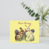  paasgroeten konijnen feestdagenkaart (Staand voorkant)